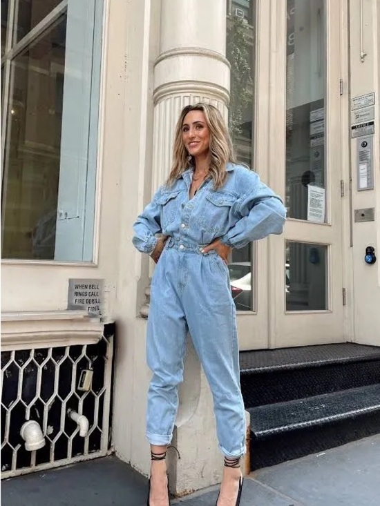 12th Tribe Pants - 12th Tribe Light Blue Denim Jumpsuit